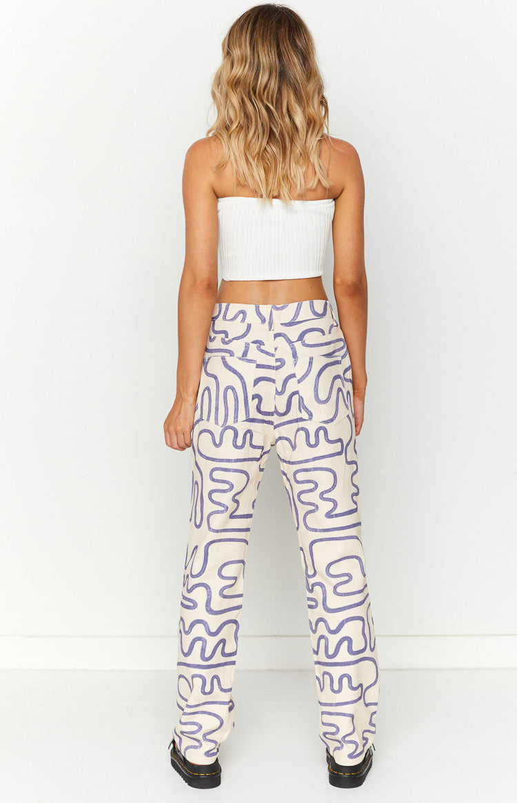 Lester Cream Printed Pants Image
