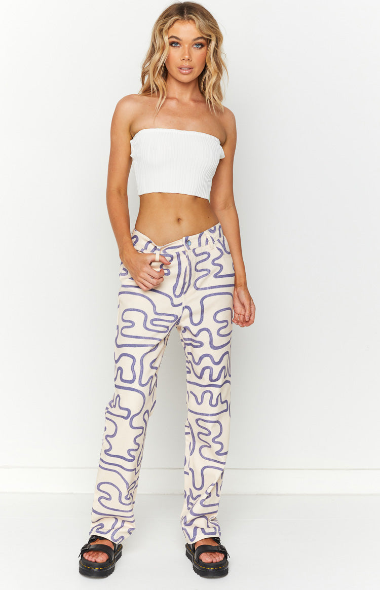 Lester Cream Printed Pants Image
