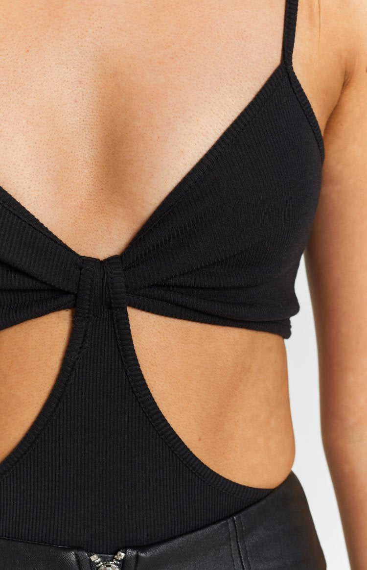 Lille Side Cut Out Knit Bodysuit Black – Beginning Boutique US