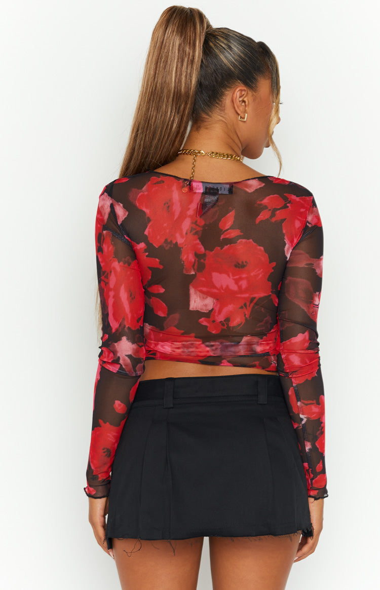 Lioness First Date Tie Top Red Floral Image