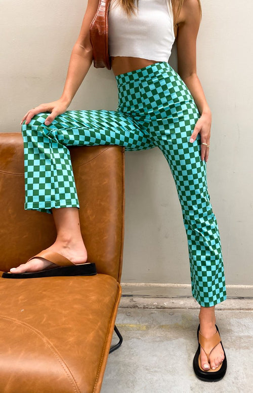 Lorelai Check Pant Green – Beginning Boutique US