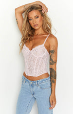 Louisa Pink Lace Corset Top – Beginning Boutique US
