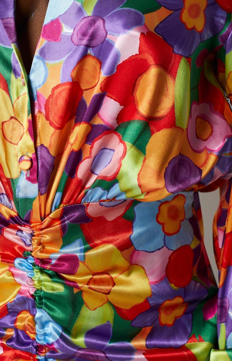 Lover Satin Shirt Dress Multi Floral Image