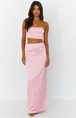 Mckenzie Pink Satin Maxi Skirt – Beginning Boutique US