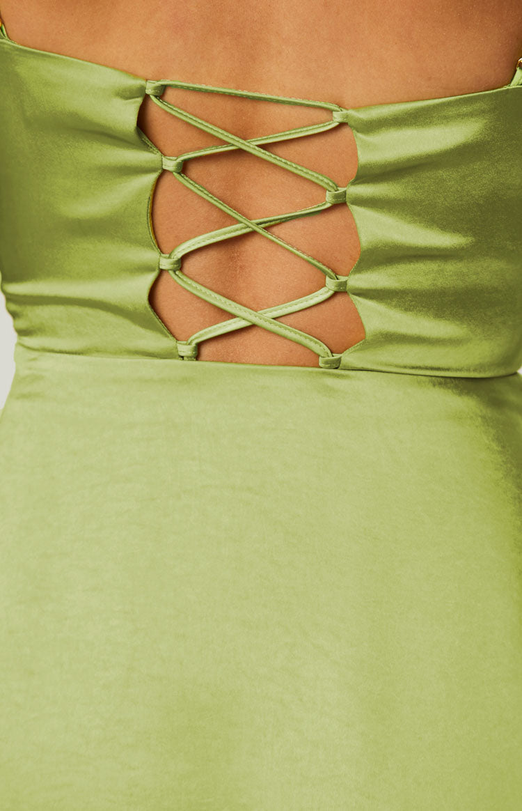 Oceana Lime Corset Satin Mini Dress Image