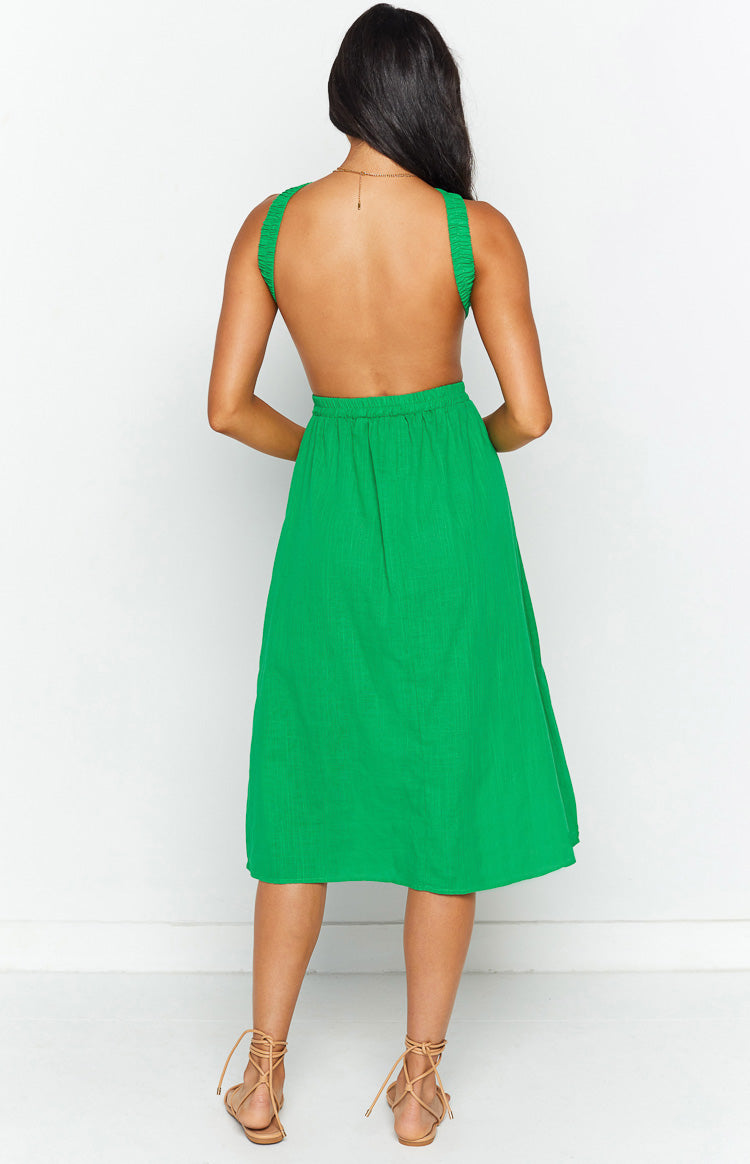 Odessa Backless Green Midi Dress Image