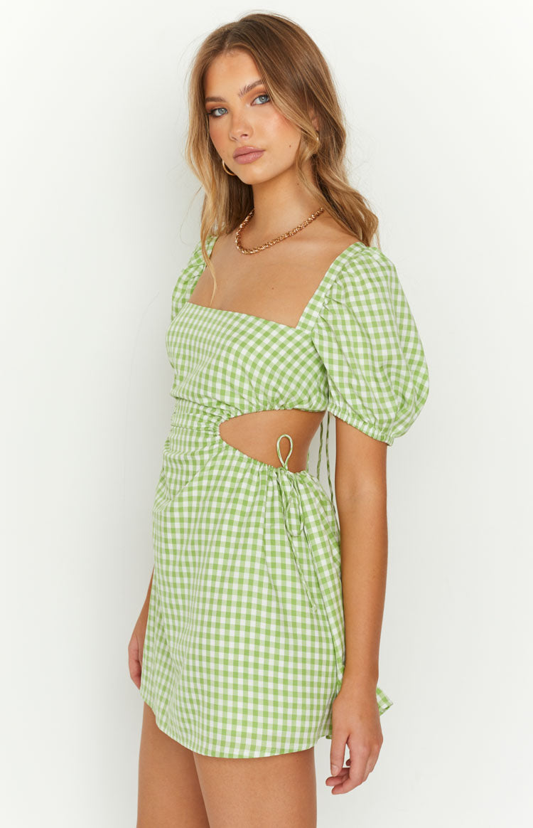Penelope Green Gingham Mini Dress – Beginning Boutique US