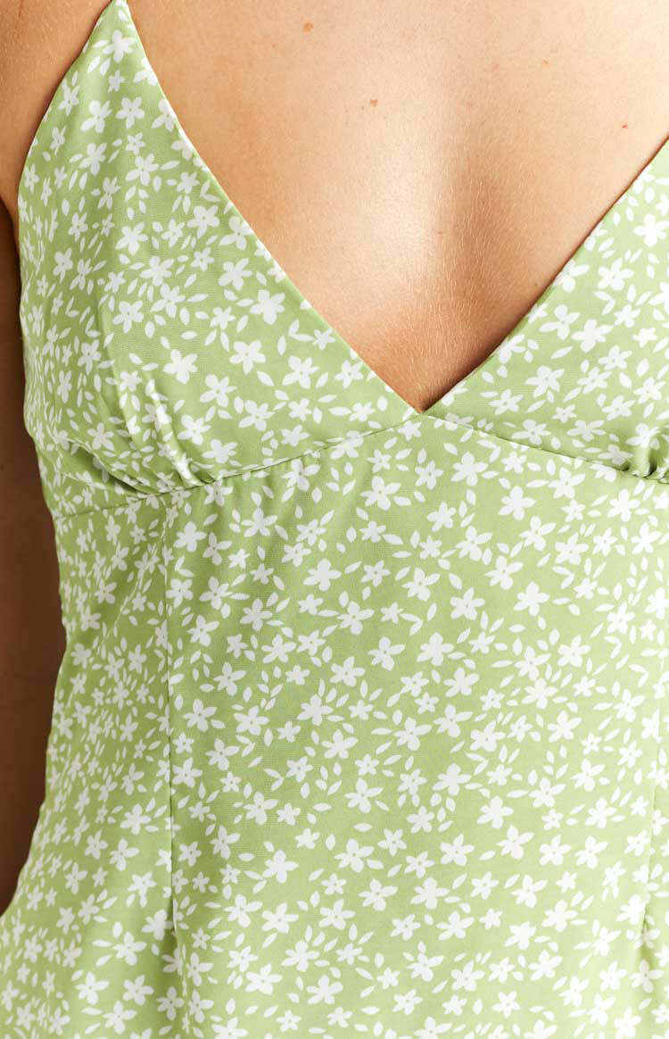 Posy Green Floral Halter Midi Dress – Beginning Boutique US
