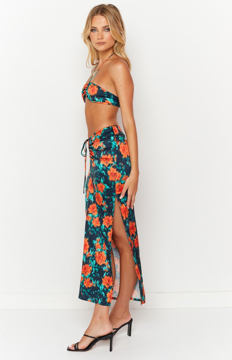 Rani Red Floral Maxi Skirt Image