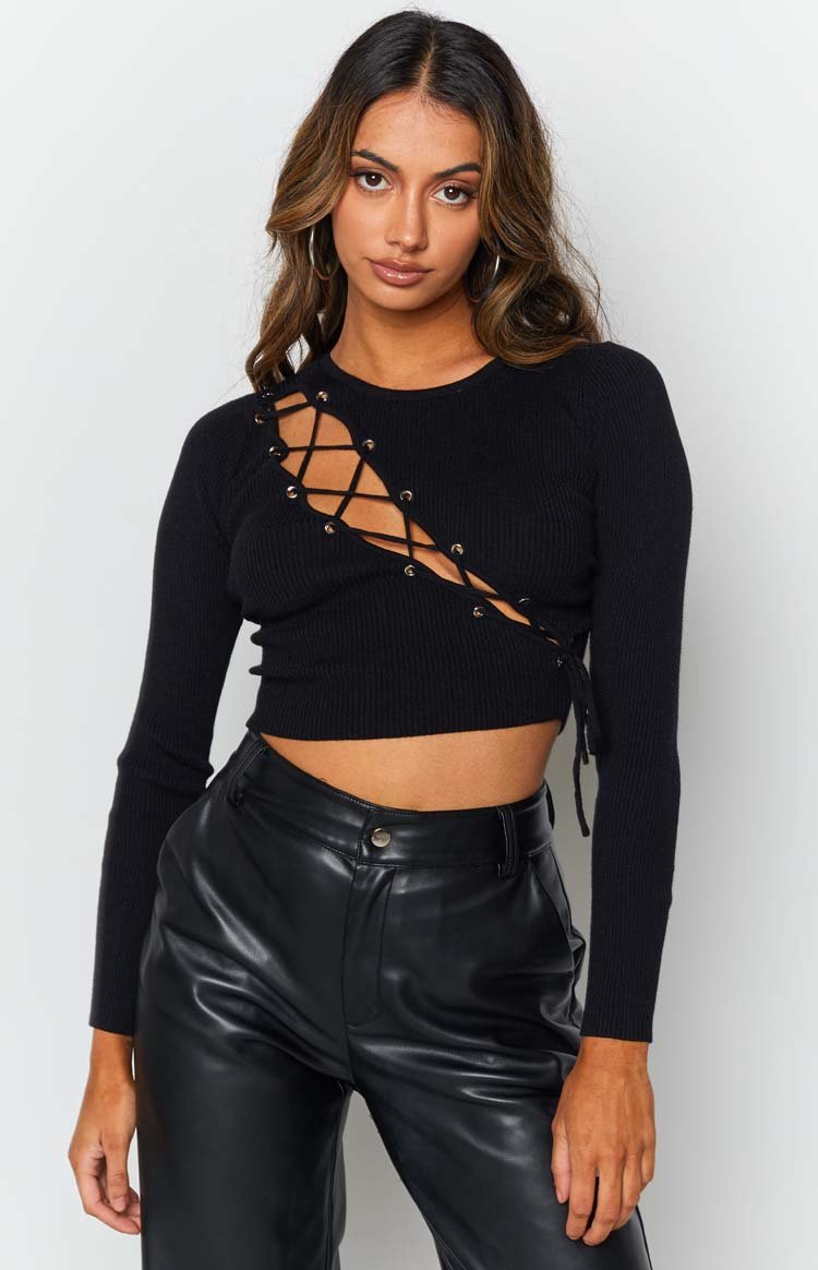 Remy Lace Up Top Black Image