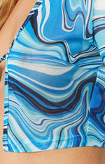Harper Blue Print Mesh Long Sleeve Top – Beginning Boutique US
