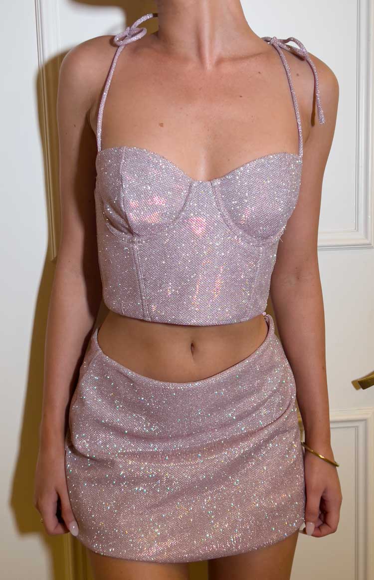 Rosa Pink Tie Shoulder Corset Top Image