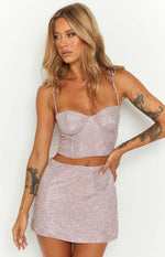 Rosa Pink Tie Shoulder Corset Top Image