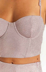 Rosa Pink Tie Shoulder Corset Top Image