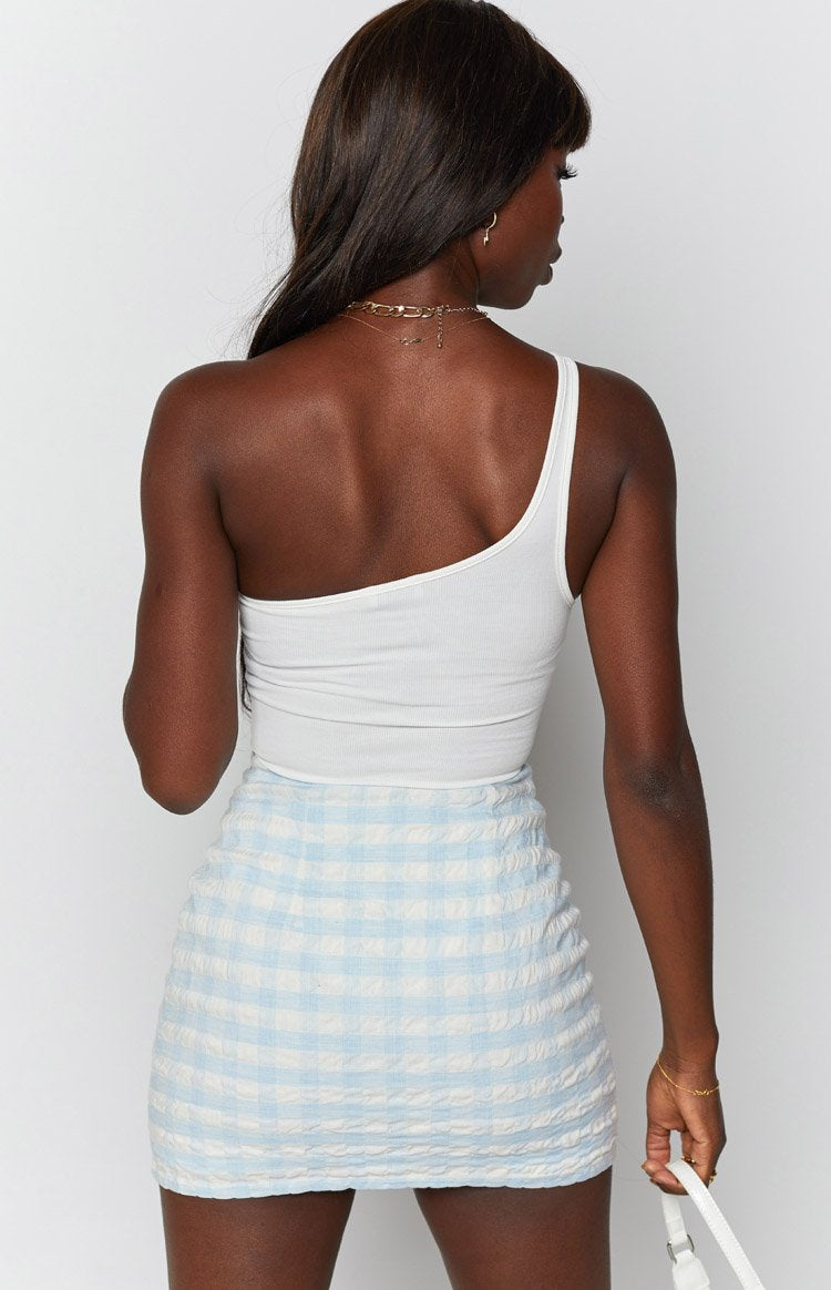 Sol Button Up Skirt Blue Gingham Image