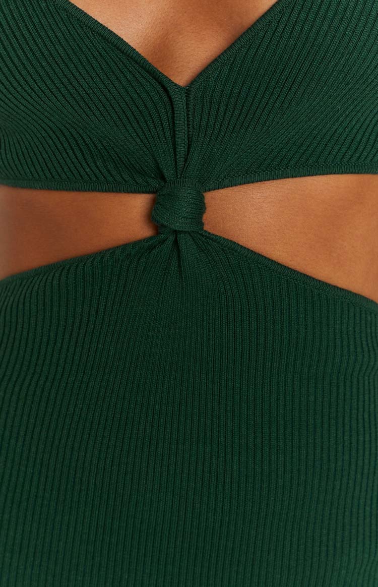 Taya Green Lace Up Maxi Knit Dress Image