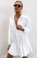 Theodossia Tiered Long Sleeve Dress White – Beginning Boutique US