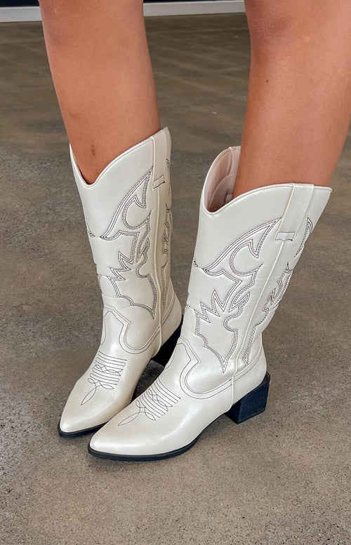 Therapy Ranger Bone and Black Cowboy Boots – Beginning Boutique US