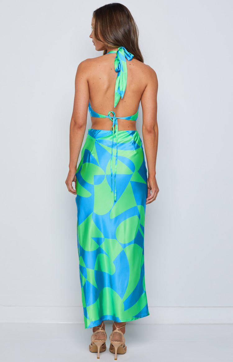 Underwater Green Print Midi Dress Image