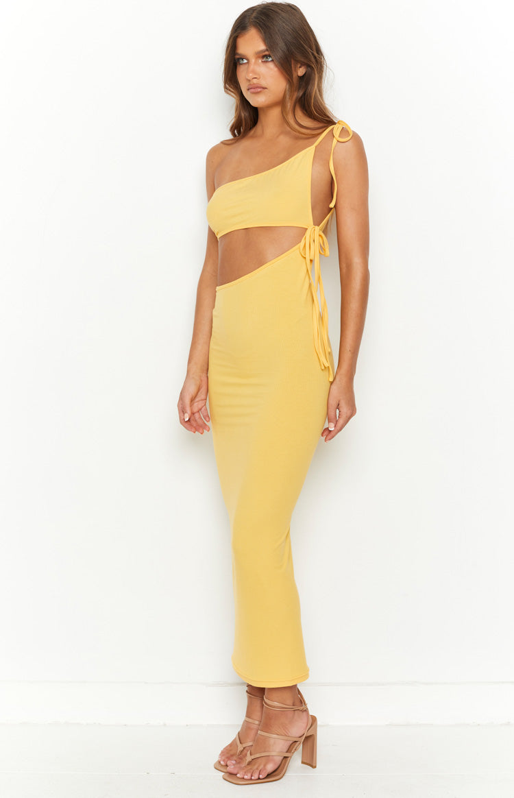 Whatever Your Mood Yellow Midi Dress Image