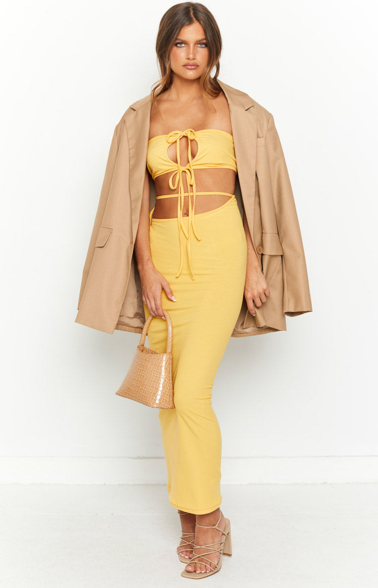 Whatever Your Mood Yellow Midi Dress Image