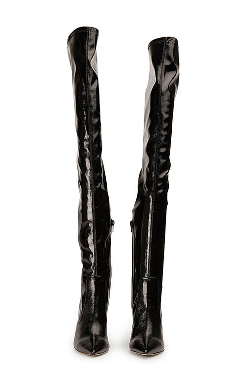 metal Blank Bekostning Tony Bianco Avah Black Crinkle Patent Knee High Boots – Beginning Boutique  US