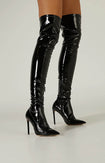 Tony Bianco Avah Black Crinkle Patent Knee High Boots Image