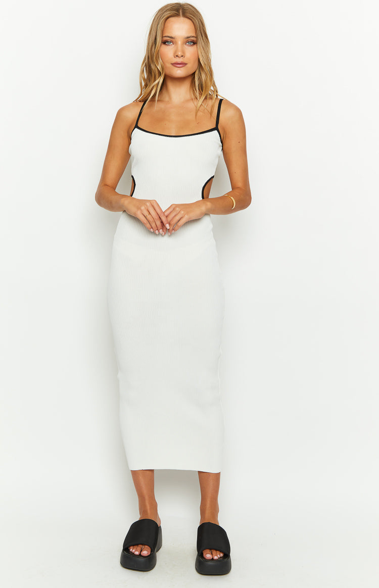 Jaelynn White Knit Maxi Dress Image