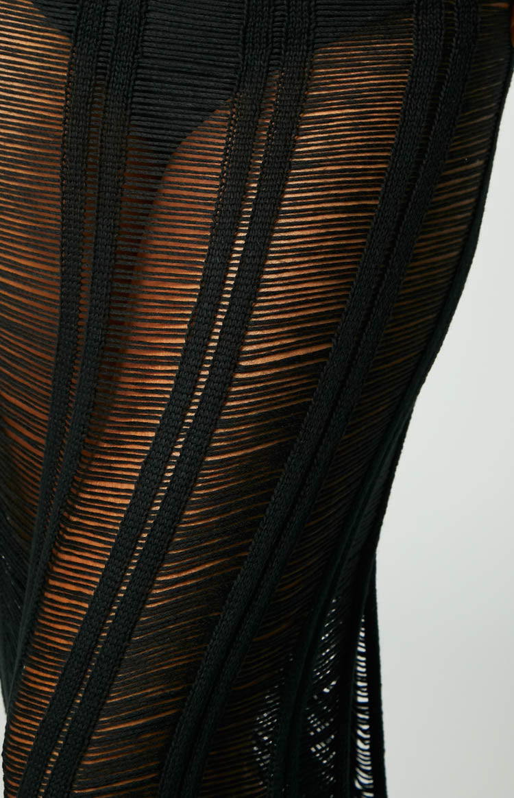 Lennox Black Ladder Knit Midi Skirt Image