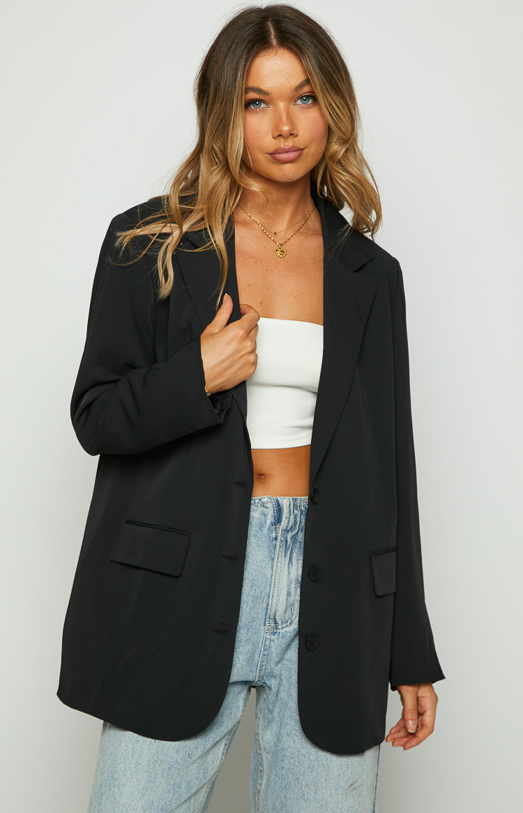 Logan Black Oversized Blazer Beginning Boutique US